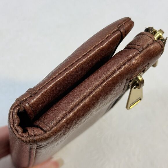 Fossil Brown Leather Wallet Snap Tab Close - Picture 12 of 14